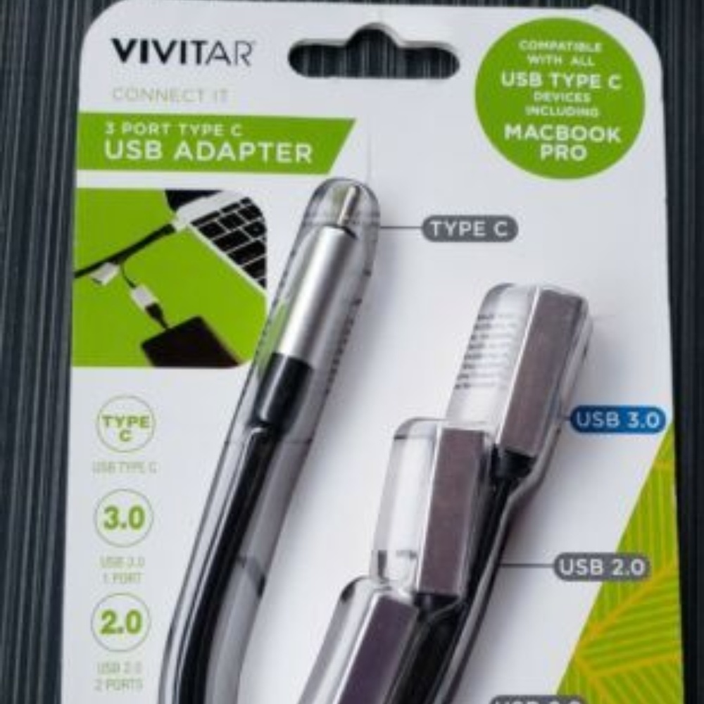 Vivitar 3 Port Type C USB Adapter NEW